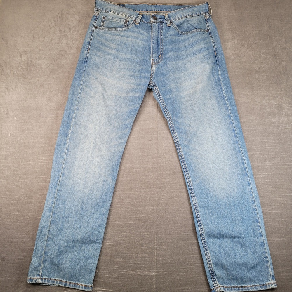 Levi 505 Regular Fit Jeans Mens 34x29 Light Wash Blue Denim Straight Leg